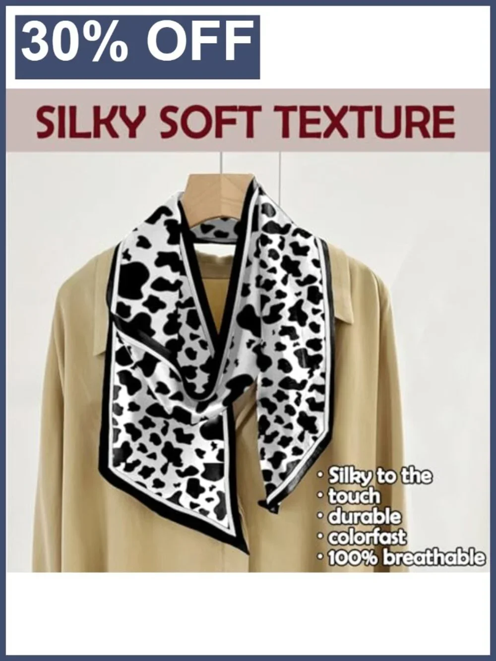 Satin Silk Feeling Long Neck Hair Scarf Handbag Accessory